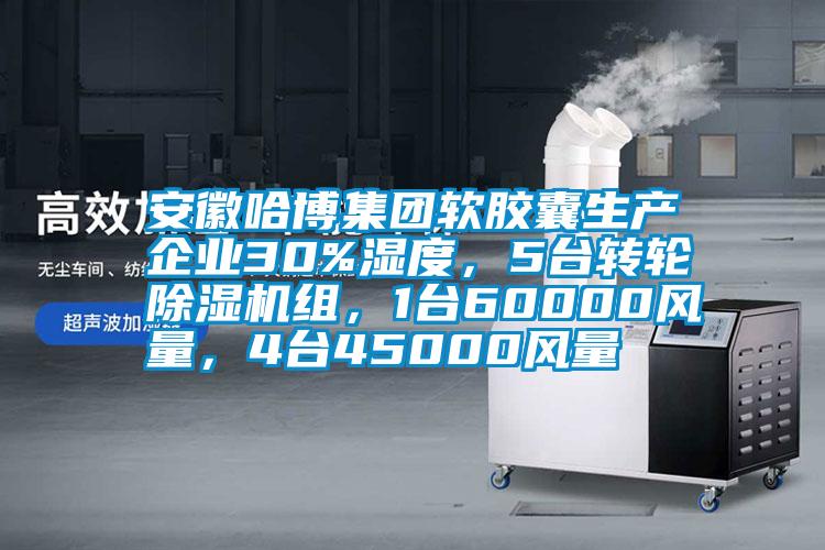安徽哈博集團軟膠囊生產(chǎn)企業(yè)30%濕度，5臺轉輪除濕機組，1臺60000風量，4臺45000風量