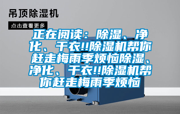 正在閱讀：除濕、凈化、干衣!!除濕機幫你趕走梅雨季煩惱除濕、凈化、干衣!!除濕機幫你趕走梅雨季煩惱